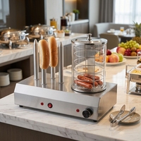 Machine à hot-dogs professionnelle, 4 barres chauffantes, gril à rouleaux en acier inoxydable avec panier chauffant pour restaurant, hôtel, restauration