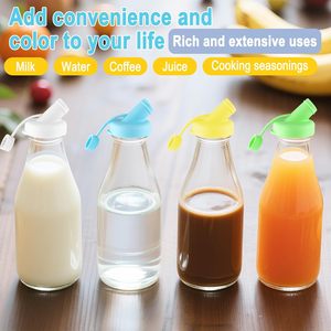 4 tapas de silicona de repuesto para botellas de vidrio, tapas dispensadoras de silicona reutilizables para botellas de leche - Product Image 4