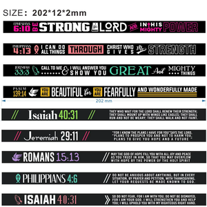 Psaume 139:14 Jérémie 33:3 Philippiens 4:13 Éphésiens 6:10 Bracelet en Silicone Christian Bible Verset Bracelet Taille Adulte - Product Image 5