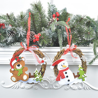 Nouvelle couronne de Noël en rotin à suspendre, guirlande pour porte et fenêtre, ornement de placard, cadeau de Noël