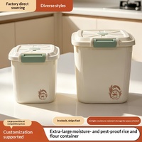 Seau à riz multifonctionnel PP 5L-6L pour la maison, conteneur de rangement de cuisine avec couvercle, anti-insectes et anti-humidité pour riz et farine