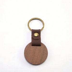 WSY896 Wholesale Wood Laser Blanks <b>Key</b> Ring Custom <b>Leather</b> Wood <b>Key</b> <b>Chain</b> DIY Wooden Keychain for Business Gift - Product Image 6
