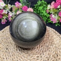 Sphère d'obsidienne magique en or Cristal de guérison naturel Boule d'obsidienne en or pour la décoration