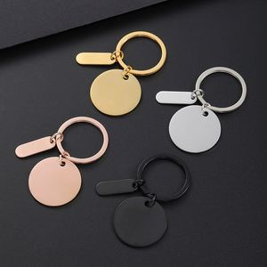 <b>Cross</b>-border Stainless Steel Round Keychain Blank Material Laser Color Printing Electroplating Engraved Metal Holiday Gift - Product Image 1