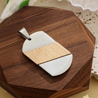Yiwu Aceon acier inoxydable environnement naturel bois de hêtre insérer métal nouvelle usine Design exclusif rayure bois pendentif