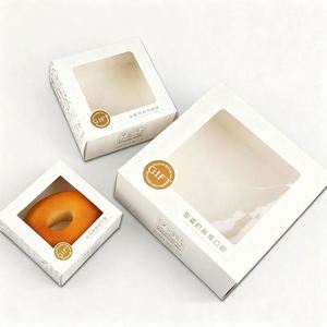 Customizable Logo Printed Waterproof White Kraft Paper Folders 6/10 Inches Window for Cake Dessert <b>Socks</b> Packaging Embossing - Product Image 1