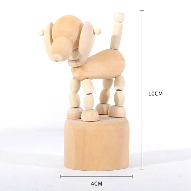 Promosi Hadiah Anak-anak Kerajinan Kayu Kayu Hewan Lucu Pop-Upfinger Push Boneka