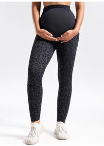 Pantalon de randonnée et de danse pour femmes enceintes, de haute qualité, à haute élasticité, gris foncé, avec plis de corset, vêtements de sport - Product Image 6