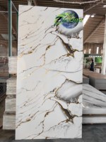 Panneau mural en PVC marbré brillant, moderne, coloré, avec revêtement UV, 1220*2440mm, imperméable, ignifuge, imitation marbre pour hôtels et lieux de divertissement