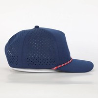 Casquette de baseball unisexe personnalisée à 5 panneaux, imperméable, avec logo découpé au laser, patch brodé à la main, tissu polyester/coton, chapeau de golf