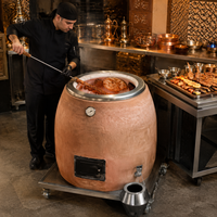 Horno Tandoor Comercial de Arcilla, a Carbón/Eléctrico, Asador Móvil Colgante, Horno de Asado de Barro, para Naan, Cordero Entero, Pollo, para Restaurantes