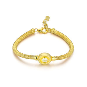 Hot Selling Artic Jewellery Satin Finish Sterling Silver 925 Jewellery 18K Yellow Gold Plated Zircon Charm <b>Bracelet</b> Trendy Gifts - Product Image 1