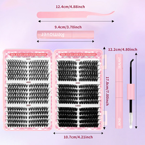 Cils en grappe individuels P Series 30D 100D, cils angulaires, tige en coton noir, fibres synthétiques, courbure D - Product Image 2