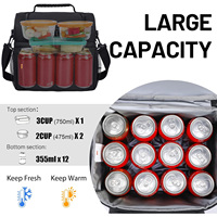 Sac isotherme à déjeuner personnalisé avec logo Oxford pour adultes, grande capacité, double compartiment, sac isotherme pour le déjeuner, pour le bureau et les trajets domicile-travail