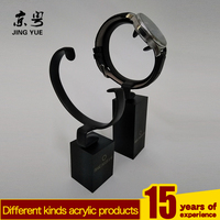 Support de Présentation de Montre en Acrylique Noir Franz Jaeger & Me, Base Cubique, Finition Satinée Mate, Support de Bureau, Style Moderne de Luxe