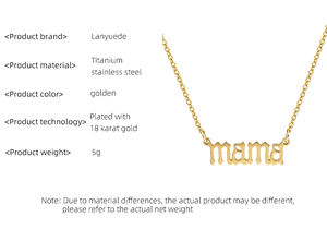 Moms <span class=keywords><strong>Mama</strong></span> Luxury Fine Jewelry Colliers en acier inoxydable PVD 316 plaqué or 18 carats Chaînes en forme de lettre vintage pour femmes Cadeau - Product Image 6