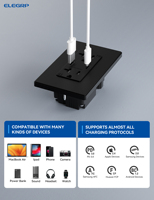 Prise murale USB avec port USB-C prenant en charge la charge rapide 30W, prise USB 20 ampères, homologuée, plaque murale incluse