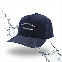 Casquettes de golf sportives haute performance de qualité supérieure, casquettes de baseball imperméables à 5 panneaux avec patch PVC et perforations découpées au laser