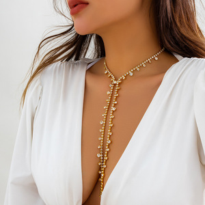 DUYIZHAO Usine Prix Ins Style Chaude De Luxe Plein Cristal Longue Chaîne De Mode Bijoux Gland <span class=keywords><strong>Collier</strong></span> <span class=keywords><strong>Pour</strong></span> Femmes Accessoires Cadeau - Product Image 6