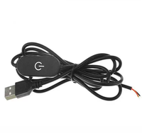 Câble d'alimentation USB-A vers fils ouverts avec lampe LED à contrôle tactile et variateur d'intensité, cordon d'alimentation USB avec interrupteur marche/arrêt, câble variateur 1,5 m