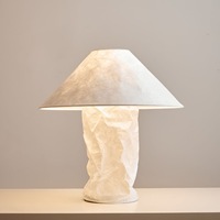 Lampe de table moderne classique nordique en papier Tyvek avec abat-jour tambour, douille E27, LED blanche, intensité variable, alimentation électrique, pour bureau, chevet, art