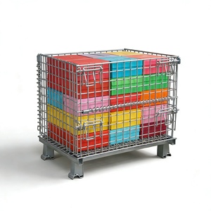 Gabbia di Stoccaggio Industriale in Acciaio Resistente Impilabile Capacità 500kg 1000x800x840mm Zincata per Magazzino e Pallet - Product Image 3