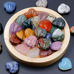 Pierres de cristal naturelles en forme de cœur de 20 mm, pierres précieuses de guérison, pierre d'agate polie en forme de cœur pour la fabrication de bijoux DIY - Product Image 2