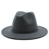 Chapeau Fedora à Large Bord Passe-Partout pour Femme, Couleur Unie, Chapeau en Feutre de Laine pour Homme, Automne Hiver, Panama Type Jazz Jaune