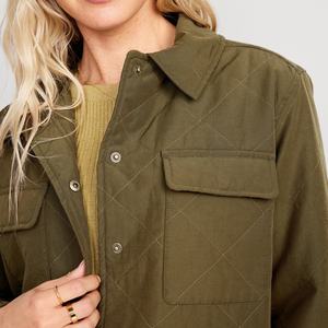 Vêtements d'hiver personnalisés Vestes pour femmes Veste mode surdimensionnée unisexe à bouton-pression Manteau utilitaire matelassé pour femmes - Product Image 3