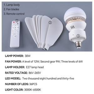 <span class=keywords><strong>Ventilateur</strong></span> de <span class=keywords><strong>plafond</strong></span> avec éclairage, <span class=keywords><strong>télécommande</strong></span>, ampoule dimmable 3 couleurs, douille E27, AC85-265V, 30W – Vente Flash - Product Image 5