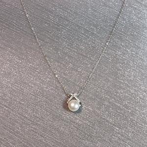 Collier en argent sterling S925 avec pendentif en forme de bouton de fée, perle d'eau douce baroque, diamant rose en forme d'étoile pour clavicule - Product Image 1