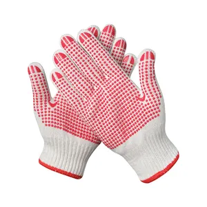 New style Red PVC Dotted Cotton Gloves Anti slip Double sided Dotted glove Stylish garden gloves