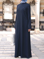 Abaya Maxi Modeste Personnalisée OEM pour Femme, Col Montant, Boutons Diagonaux, Nida Mat, Coupe Ajustée, Manches Longues, Robe Abaya Fermée pour Femme