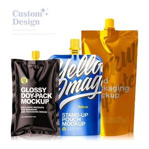 กระเป๋าใส่เครื่องดื่มเหลวเกรดอาหารสีน้ำตาลขาวดำ - Product Image 3