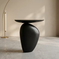 Table d'appoint d'angle de salon en bois massif style galet, Wabi-Sabi, moderne, minimaliste, noire, élégante, tendance, unique