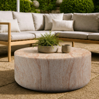 Table basse cylindrique moderne en MgO, imitation travertin, profil bas, meubles d'appoint pour l'extérieur, salon, patio