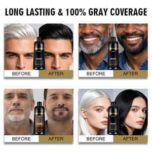 Fórmula de Crema Herbal 100% Natural 4 en 1, <span class=keywords><strong>Champú</strong></span> para el Cabello Semipermanente Negro Marrón Oscuro con Ginseng, Tinte Rápido en 10 Minutos para Reparación - Product Image 5