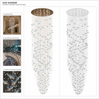 Lustre en verre coloré sur mesure, grande installation suspendue pour hall d'hôtel de luxe, villa, atrium, escalier, éclairage intérieur