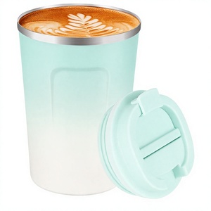 WETOWETO Termo de Acero Inoxidable de 12 oz, Taza de Viaje para Café, Tapa Antiderrames, Portátil, para Exteriores (Verde-Blanco) - Product Image 3