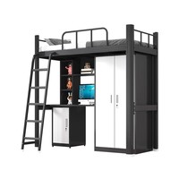 Lit superposé moderne avec bureau intégré, lit de dortoir Huaxin HX-JX-015 en acier métallique 2000x1000x1500mm, garantie 1 an