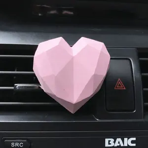 Wholesale Stocked Pink Heart Shaped Ceramic Scented Stone Car Vent Air Conditioner Perfume Fragrance Oil Diffuser Air Freshener