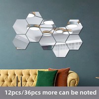 Modern 1mm Soft Hexagonal Acrylic Stereo Mirror Wall Sticker Self-Adhesive Living Room Bedroom Background Easy Wall Hanging for