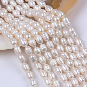 Perles de Zhuji 9-10mm Perles de riz blanches Perles d'eau douce naturelles en vrac pour la fabrication de bijoux DIY - Product Image 3