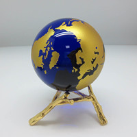 Petit globe terrestre décoratif en cristal bleu sablé, art populaire, carte du monde, souvenirs et cadeaux