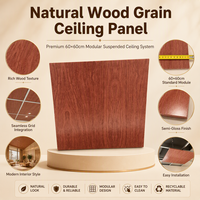 Panneau de plafond en aluminium à grain de bois naturel personnalisable 60x60cm, système de dalles de plafond suspendues modulaires décoratives pour l'intérieur