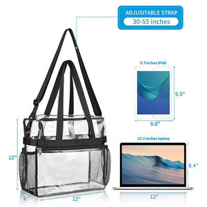 Bolsa de Mano Transparente de PVC Ligera e Impermeable Personalizada, Bolsos de Hombro Transparentes con Cierre de Cremallera para Estadios - Product Image 2