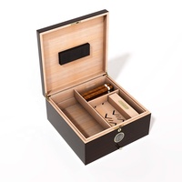 Humidor de Cedro Lacado de Alto Brillo para Cigarros, con Cajón, Personalizable, para Almacenamiento de Regalos y Juegos de Ajedrez