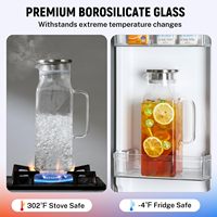 Carafe à eau en verre borosilicate transparent de luxe, grande capacité, pour thé glacé, jus, boissons