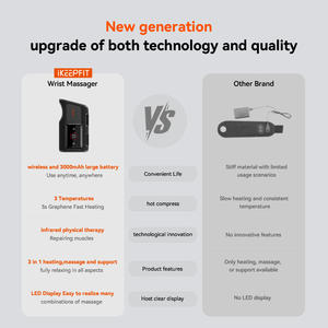 Bungkus pergelangan tangan elektrik isi ulang USB, pemijat tangan kompresi panas getaran dengan fitur pemanas terapi fisik - Product Image 5