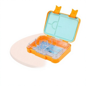 Lonchera Tritan Bento de 4 compartimentos, de plástico, para conservar la frescura de los alimentos, para estudiantes y niños, rectangular, tamaño M, de una sola capa - Product Image 6
